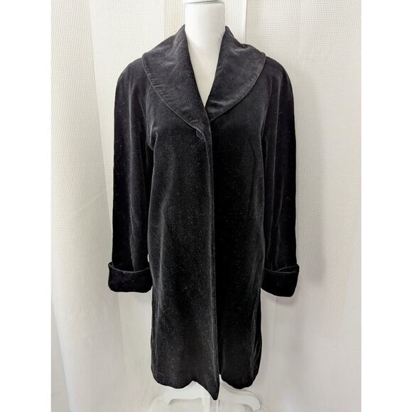 PRESTON & YORK! LUXE, ELEGANT BLACK VELVET, 100% COTTON CLOAK, JACKET! SZ S - Picture 2 of 11